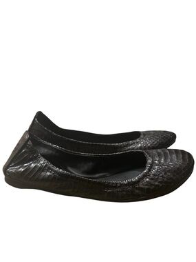 TORY BURCH Snakeskin Embossed Leather Eddie No Logo Ballerina Flats Size 5